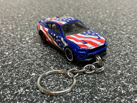 Mustang GT American Flag Keychain Hot Wheels Matchbox