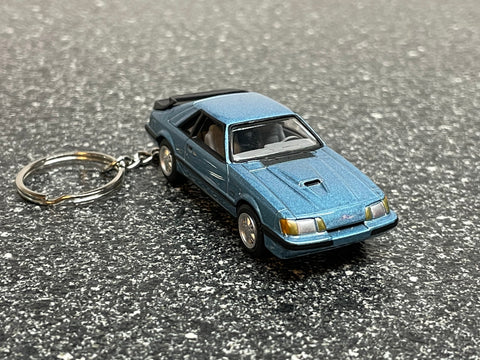 Ford Mustang SVO Fox Body Keychain Blue Diecast Car Hot Wheels Muscle Car