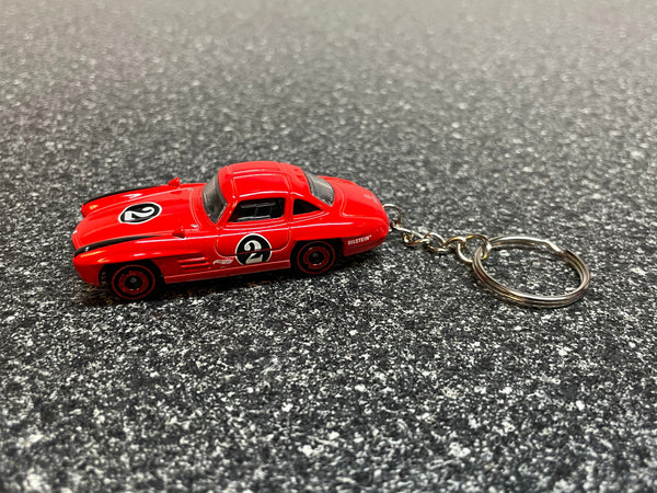 Mercedes Benz 300SL 300 SL Red Keychain Silver Hot Wheels Matchbox