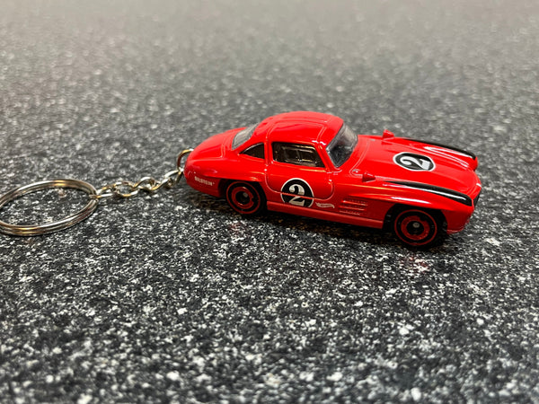 Mercedes Benz 300SL 300 SL Red Keychain Silver Hot Wheels Matchbox