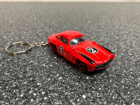 Mercedes Benz 300SL 300 SL Red Keychain Silver Hot Wheels Matchbox