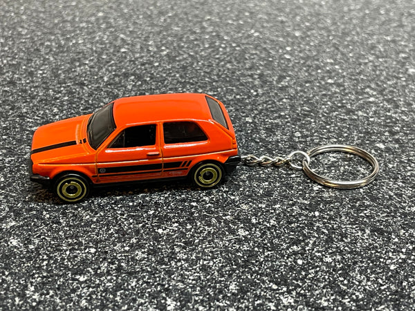 1989 Volkswagen Golf GTI Orange Keychain Diecast Car