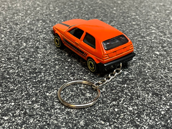 1989 Volkswagen Golf GTI Orange Keychain Diecast Car