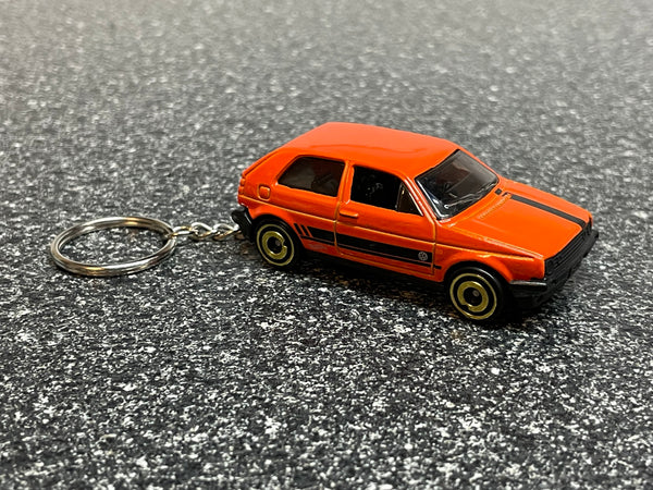 1989 Volkswagen Golf GTI Orange Keychain Diecast Car