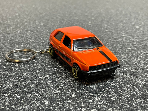 1989 Volkswagen Golf GTI Orange Keychain Diecast Car