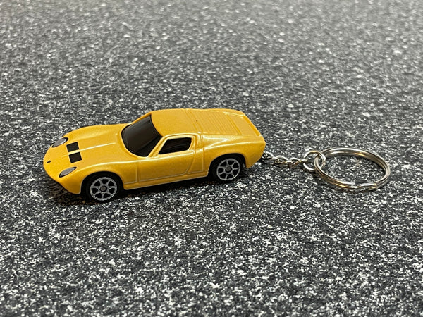 Lamborghini Miura P400 Keychain Yellow Hot Wheels Matchbox