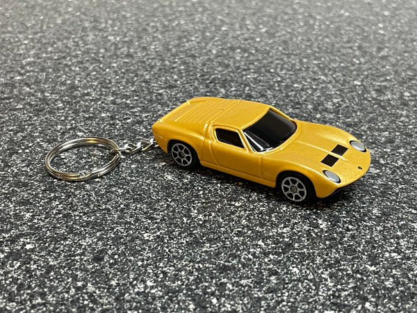 Lamborghini Miura P400 Keychain Yellow Hot Wheels Matchbox