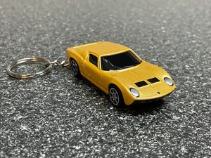 Lamborghini Miura P400 Keychain Yellow Hot Wheels Matchbox