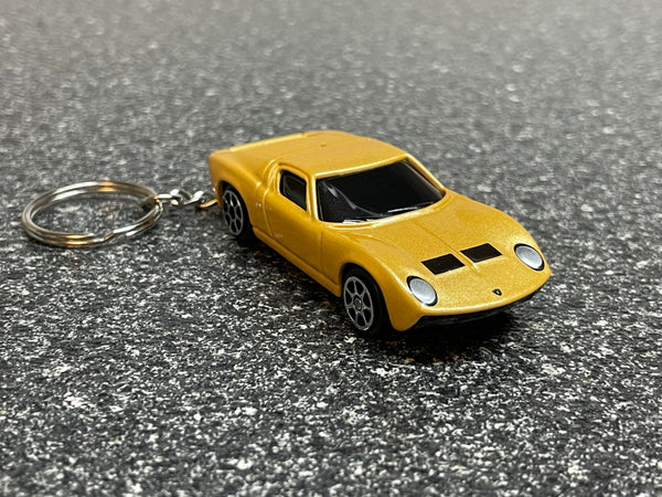 Lamborghini Miura P400 Keychain Yellow Hot Wheels Matchbox