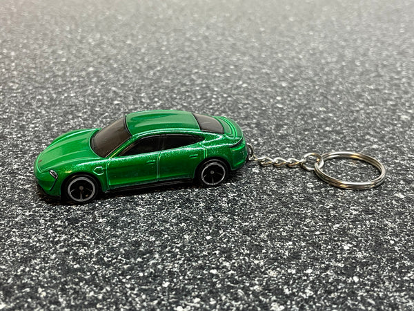 Porsche Taycan Turbo S Green Keychain Diecast Car Matchbox Hot Wheels