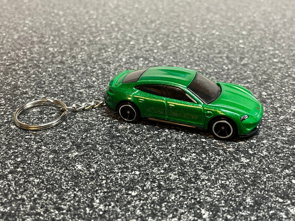 Porsche Taycan Turbo S Green Keychain Diecast Car Matchbox Hot Wheels