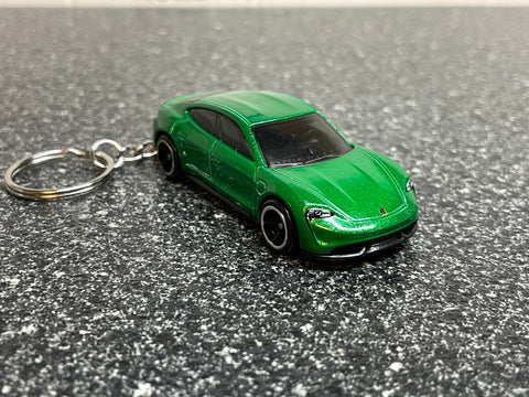 Porsche Taycan Turbo S Green Keychain Diecast Car Matchbox Hot Wheels