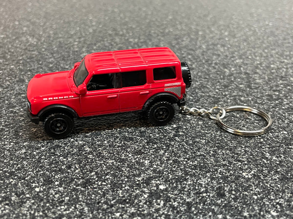 Bronco 4 Door Keychain Red Matchbox Hot Wheels Car