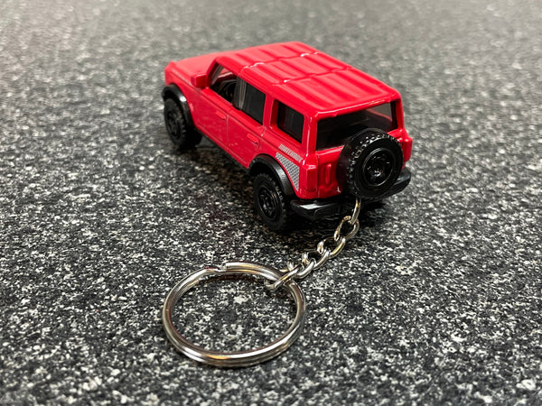 Bronco 4 Door Keychain Red Matchbox Hot Wheels Car