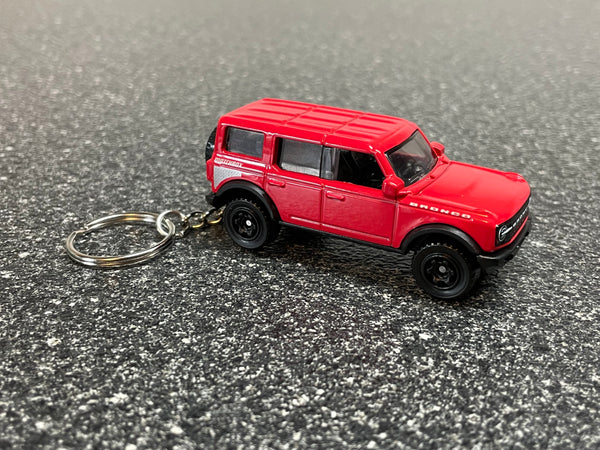 Bronco 4 Door Keychain Red Matchbox Hot Wheels Car