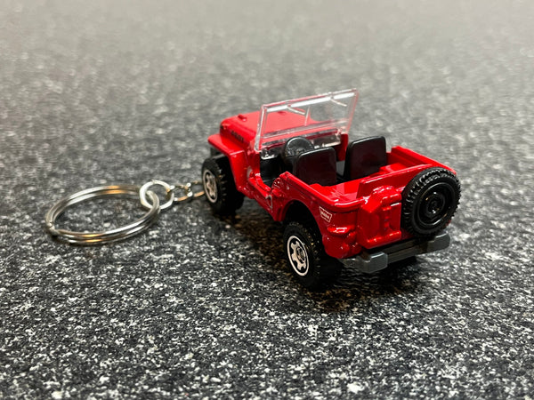 Jeep Willys Red Keychain Diecast Car Matchbox Hot Wheels