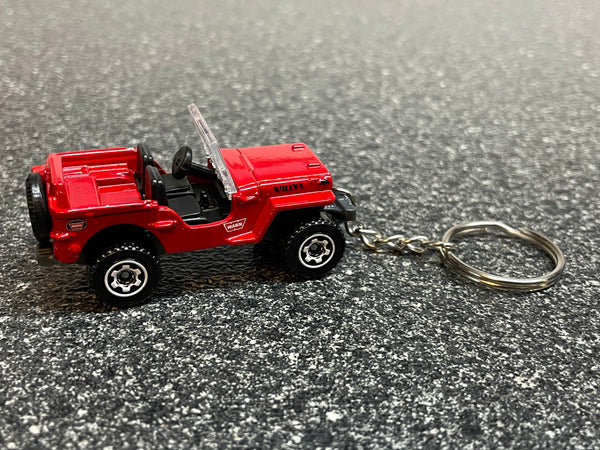 Jeep Willys Red Keychain Diecast Car Matchbox Hot Wheels