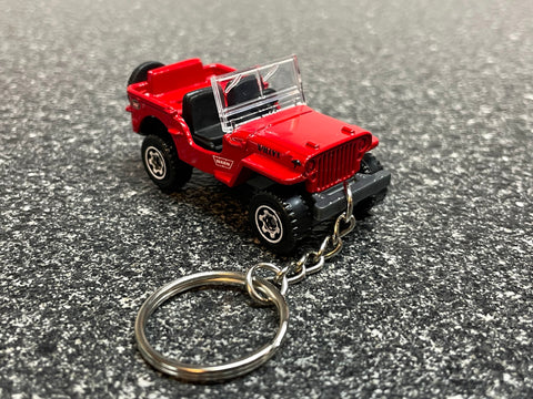 Jeep Willys Red Keychain Diecast Car Matchbox Hot Wheels