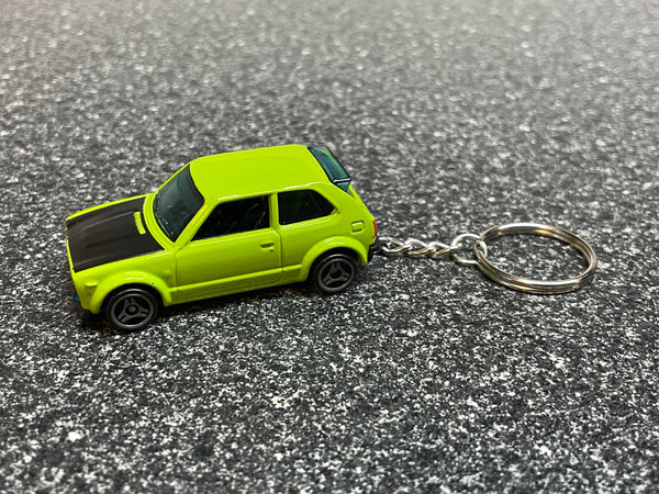 1973 Honda Civic Custom Lime Green Keychain Hot Wheels Matchbox Diecast Car