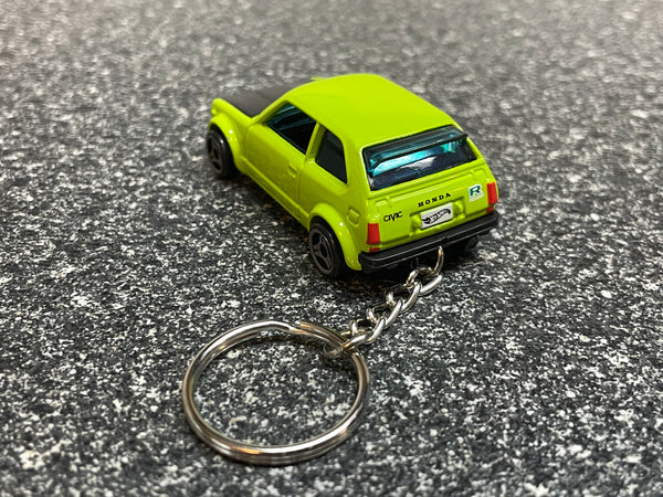 1973 Honda Civic Custom Lime Green Keychain Hot Wheels Matchbox Diecast Car