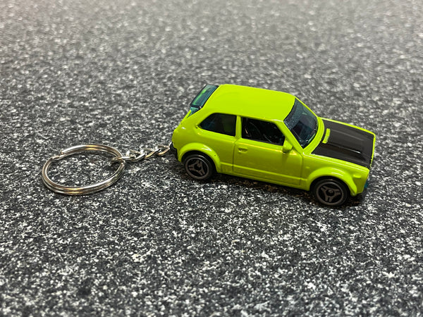 1973 Honda Civic Custom Lime Green Keychain Hot Wheels Matchbox Diecast Car