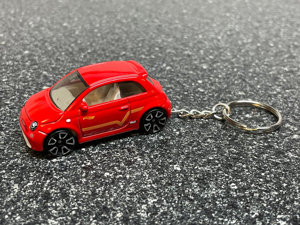 Fits Fiat 500 Red Keychain Diecast Car Hot Wheels Matchbox
