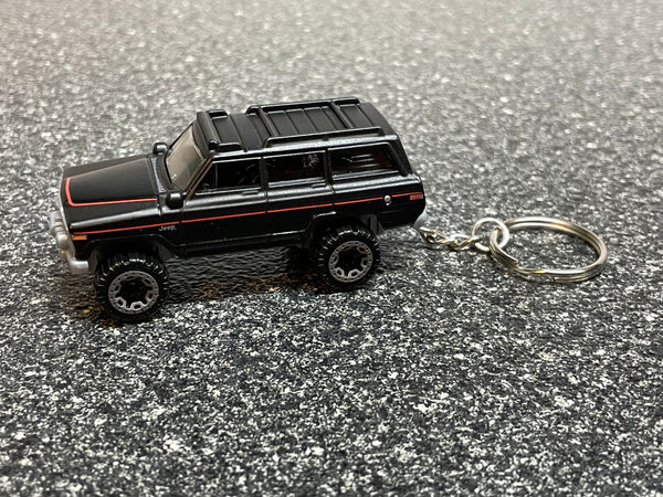Fits Jeep Wagoneer 4x4 Off Road Black Keychain Diecast Car Matchbox Hot Wheels