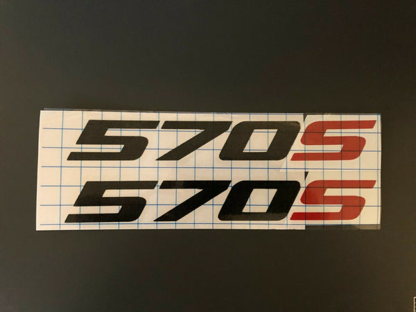 2x McLaren 570s Logo Vinyl Sticker Decal 4" 5" 6" 8" 10" 12" 16" 20" 24" 28" 32" Colors