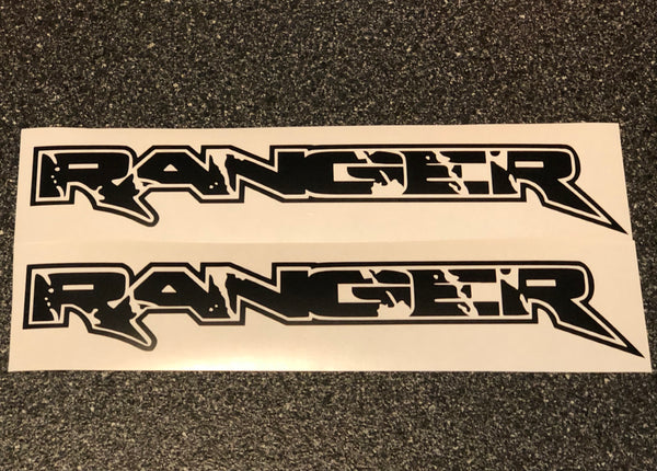 2x Ford Ranger Logo in Raptor Font Vinyl Decal Sticker 24