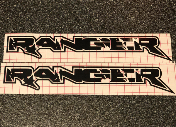 2x Ford Ranger Logo in Raptor Font Vinyl Decal Sticker 24