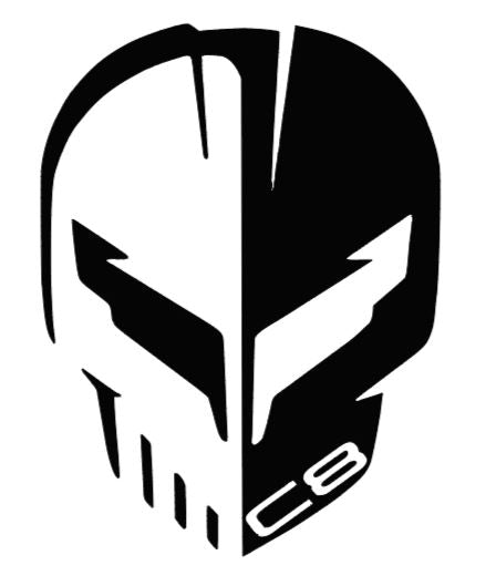 Corvette Racing Jake Skull Logo Vinyl Sticker Decal 2.5